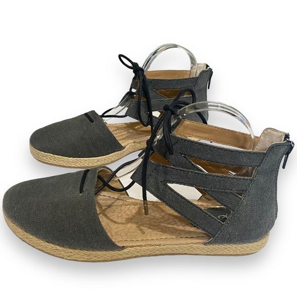 BOC | Born Concept Dark Gray Canvas Gladiator Tie Espadrille Sandals | Size 9.5 - Picture 4 of 11